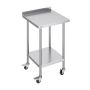 Stainless steel height-adjustable workbench with casters, 24x24x40 inches