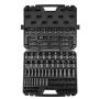 3/8" impact socket set, 90 pieces, SAE and metric, chrome molybdenum steel