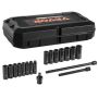 3/8" impact deep metric socket set, 18 D., 8-22 mm, CR-V steel