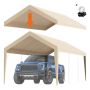 Carport tarpaulin awning, 10x20 feet, beige, waterproof and UV resistant