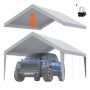 Carport Replacement Awning, 13x20 ft, Gray, Tarpaulin, Waterproof and UV Resistant