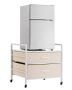 Mini fridge stand with 2 drawers and casters, 176 L, white