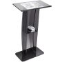 Black clear acrylic podium with shelf, 119 cm high