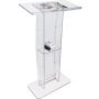 Clear acrylic podium 119 cm with shelf and reading surface