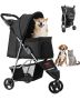 Foldable 3-wheel pet stroller with mesh windows, 35 lb load capacity
