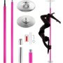 Professional rotating dance pole, stainless steel, 40 mm, pink, adjustable height