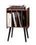 Wooden record player stand with 4 cabinets, brown