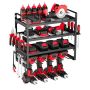 Power tool wall organizer, 4-layer shelf with drill and screwdriver holders