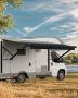 Motorized RV awning, 19' retractable, aluminum frame, black