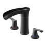 Roman bathroom faucet with 3-hole waterfall, matte black, zinc alloy, with 2 handles