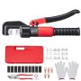 Hydraulic crimping tool with copper and aluminum terminals, pliers and accessories