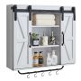 Wall-mounted bathroom cabinet, white, 2 doors, adjustable shelf, hanging