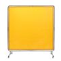 Welding screen with frame, 6'x6', vinyl, yellow, casters