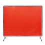 Welding screen with frame, 1.83x2.44 m, red, vinyl, casters