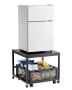 Mini fridge stand with storage box and wheels, black