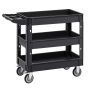 Utility Cart, 550 lbs, 3 Shelves, Plastic, with Wheels