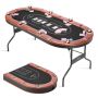 Folding poker table, 8 players, 183 cm, oval, with padded handrails and cup holders