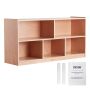 Mobile natural wood cabinet "cubby", 5 compartments and 2 shelves storage furniture