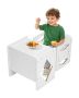Montessori wooden weaning table and chair set, white, adjustable height, for children 1-5 years old