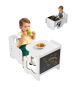 Montessori wooden height-adjustable table and chair set with chalkboard, white, for children 1-5 years old