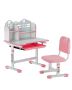 Children's learning table and chair with shelf, pink, adjustable
