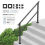 Outdoor stair railing set, carbon steel, black, 4-5 steps