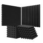 Akustiskās putu paneļi, 36 gab., 12x12x2 collas, melni, ugunsdroši