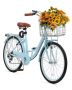 Cruiser bike, 7 gears, 24 inches, light blue, with basket and rack