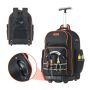 Tool backpack with wheels, 72 pockets, adjustable handle, 50 kg load capacity