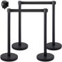 Crowd control barrier, 4-piece set with black 2 m belt