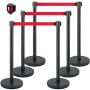 Crowd control pole set with red 2 m strap, black