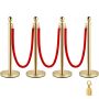 Set: 2 gold stainless steel control posts with 1.5 m red ropes