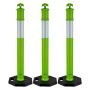 3 green traffic sign posts, 1140 mm with reflective strips