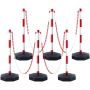 Adjustable traffic barrier posts with chain, 6 pcs., red-white