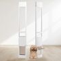 Sliding door dog door, adjustable height, aluminum frame, tempered glass, for small dogs