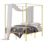 Full-size metal bed frame with canopy, gold color