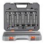 Forstner urbju komplekts, 16 gabali, 6,4–41,3 mm, oglekļa tērauds, kokam