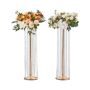 2 pcs. 90 cm crystal wedding flower stands, metal, gold color