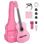 Classical wooden guitar 960 mm pink with accessories for beginners