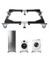 Mobile refrigerator and washing machine stand with wheels, 23-37 inch adjustable.