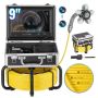 Sewer inspection camera with 512 Hz locator, 9" 1080P HD screen, 36x zoom, 12 LED lighting, 50 m cable