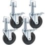 4 pcs. 5 inch rubber wheels for scaffolding, double locking, 114 kg capacity