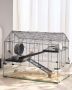 Transparent ventilated hamster cage with water bottle, 29.5x17.3x24 cm