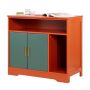 Cat litter box enclosure with shelf, 79.2 cm, wooden red and green