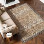 Large Washable Rug 6x9 Feet, Non-Slip, Tear Resistant, Brown Green, Pet and Child Friendly