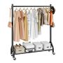 Rolling carbon steel clothes rack with wheels, 90 kg