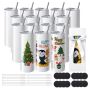 16 pcs 20 oz sublimation tumblers with stainless steel double walls, straw and lid