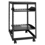 15U open frame server rack, adjustable depth 58.5-101.6 cm, freestanding or mounted