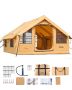 Inflatable glamping tent for camping for 5-8 people, with pump, 2 doors, mesh windows