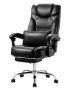 Executive office chair, ergonomic, with footrest, PU leather, black